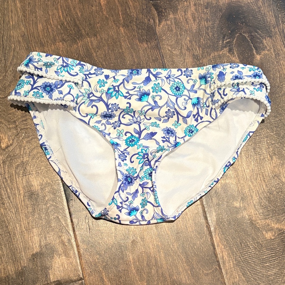 Floral Blue and White Bikini Bottom